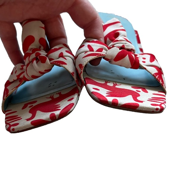 Frances Valentine Red and White Patterned Heels - Picture 2 of 11